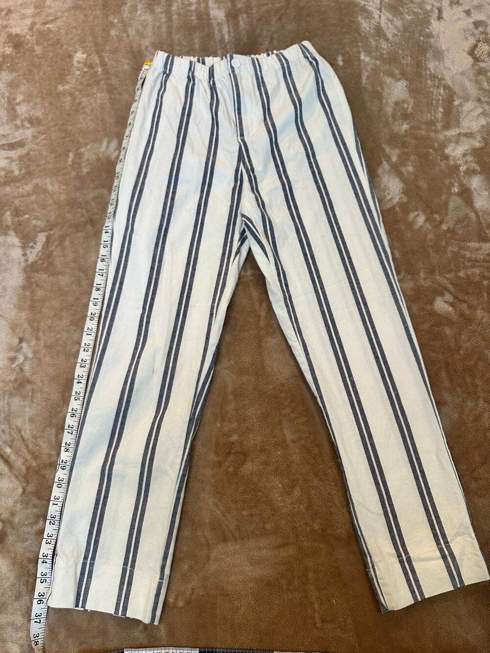 Jhoss Gait Striped Pants NWT White Blue Cotton Pull-On Trousers